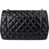 Chanel Quilted Lambskin 24K Gold Jumbo Double Flap Crossbody Bag