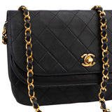 Chanel Quilted Lambskin 24K Gold Halfmoon Double Flap Crossbody Bag