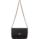 Chanel Quilted Lambskin 24K Gold Halfmoon Double Flap Crossbody Bag
