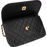 Chanel Quilted Lambskin 24K Gold Halfmoon Double Flap Crossbody Bag