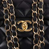 Chanel Quilted Lambskin 24K Gold Jumbo Double Flap Crossbody Bag
