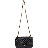 Chanel Quilted Lambskin 24K Gold Jumbo Double Flap Crossbody Bag