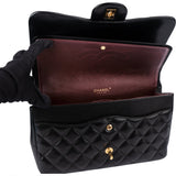 Chanel Quilted Lambskin 24K Gold Jumbo Double Flap Crossbody Bag