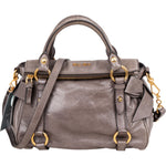 Miu Miu Grey Leather City Handbag - vintageandkickz
