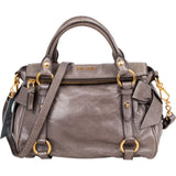 Miu Miu Grey Leather City Handbag - vintageandkickz