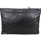 Balenciaga Black Leather Motorcross Clutch