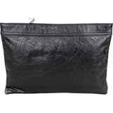 Balenciaga Black Leather Motorcross Clutch