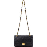 Chanel Quilted Lambskin 24K Gold Small Double Flap Crossbody Bag