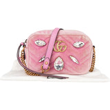Gucci Pink Satin Crystal Marmont Crossbody Bag