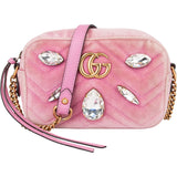 Gucci Pink Satin Crystal Marmont Crossbody Bag