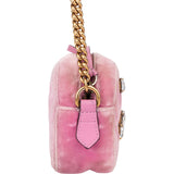 Gucci Pink Satin Crystal Marmont Crossbody Bag