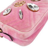Gucci Pink Satin Crystal Marmont Crossbody Bag