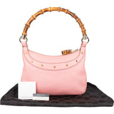 Gucci Pink Leather Bamboo Handbag