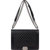 Chanel Quilted Lambskin Boy Single Flap Crossbody Bag