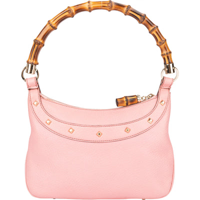 Gucci Pink Leather Bamboo Handbag - vintageandkickz