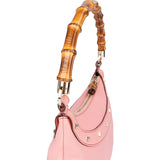 Gucci Pink Leather Bamboo Handbag