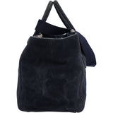 Prada Denim Suede Two Way Twin Zip Handbag