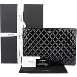 Chanel Quilted Patent Leather CC Clutch