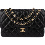 Chanel Quilted Lambskin Jumbo Double Flap Crossbody Bag