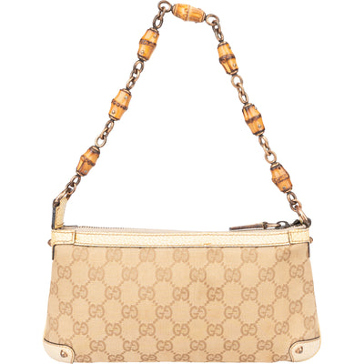 Gucci GG Monogram Mini Bamboo Handbag - vintageandkickz