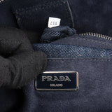 Prada Denim Suede Two Way Twin Zip Handbag