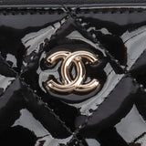 Chanel Quilted Patent Leather CC Clutch
