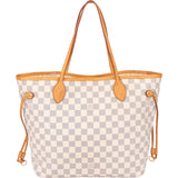Louis Vuitton Damier Azur Monogram Neverfull MM Shopper Handbag