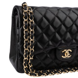 Chanel Quilted Lambskin Jumbo Double Flap Crossbody Bag