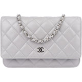 Chanel Quilted Lambskin Palladium Wallet On Chain Crossbody Bag