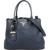 Prada Bleu Vitello Daino Handbag