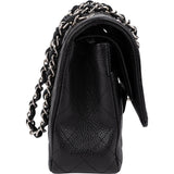 Chanel Quilted Caviar Leather Palladium Medium Double Flap Shoulder Bag