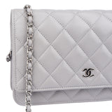 Chanel Quilted Lambskin Palladium Wallet On Chain Crossbody Bag