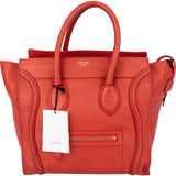 Celine Red Orange Leather Luggage Handbag