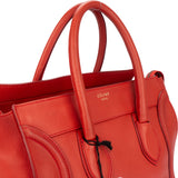 Celine Red Orange Leather Luggage Handbag