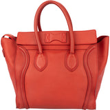 Celine Red Orange Leather Luggage Handbag