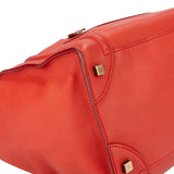 Celine Red Orange Leather Luggage Handbag