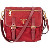 Prada Red Nylon Saffiano Leather Side Crossbody Bag