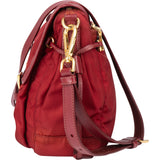 Prada Red Nylon Saffiano Leather Side Crossbody Bag