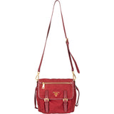 Prada Red Nylon Saffiano Leather Side Crossbody Bag