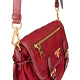 Prada Red Nylon Saffiano Leather Side Crossbody Bag