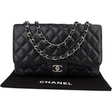 Chanel Quilted Caviar Leather Palladium Hardware Jumbo Single Flap Crossbody Bag
