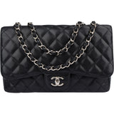 Chanel Quilted Caviar Leather Palladium Hardware Jumbo Single Flap Crossbody Bag