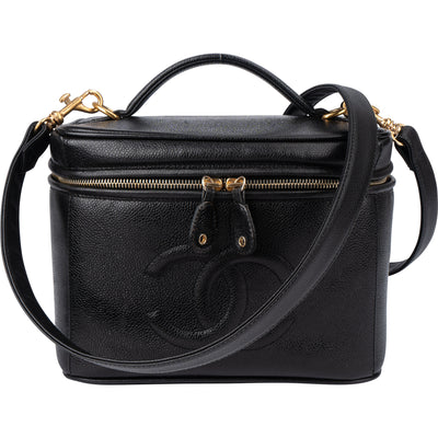 Chanel Caviar Leather CC Vanity Handbag - vintageandkickz