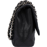 Chanel Quilted Caviar Leather Palladium Hardware Jumbo Single Flap Crossbody Bag