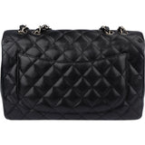 Chanel Quilted Caviar Leather Palladium Hardware Jumbo Single Flap Crossbody Bag
