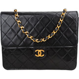 Chanel Quilted Lambskin 24K Gold Single Flap Shoulder Bag