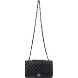 Chanel Quilted Caviar Leather Palladium Hardware Jumbo Single Flap Crossbody Bag