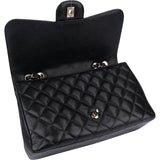 Chanel Quilted Caviar Leather Palladium Hardware Jumbo Single Flap Crossbody Bag
