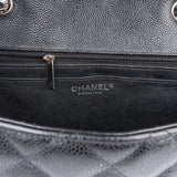 Chanel Quilted Caviar Leather Palladium Hardware Jumbo Single Flap Crossbody Bag