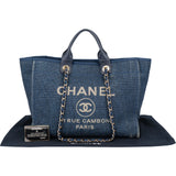 Chanel Blue Tweed Deauville Handbag